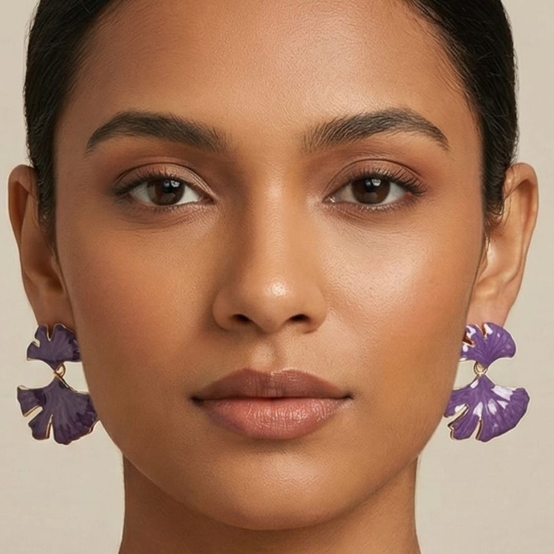 Purple Petal Drop Earrings