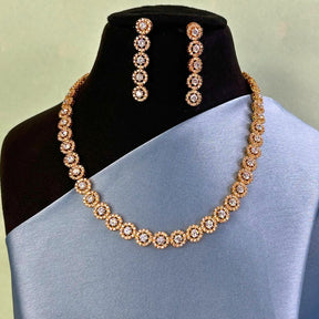 Pixie Solitarie 18K Gold Plated American Diamond Necklace Set