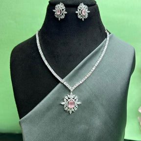 Stacey Pink CZ Designer Necklace Set