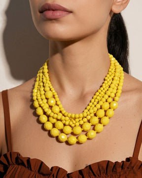 Yellow Multi-strand Beaded Necklace