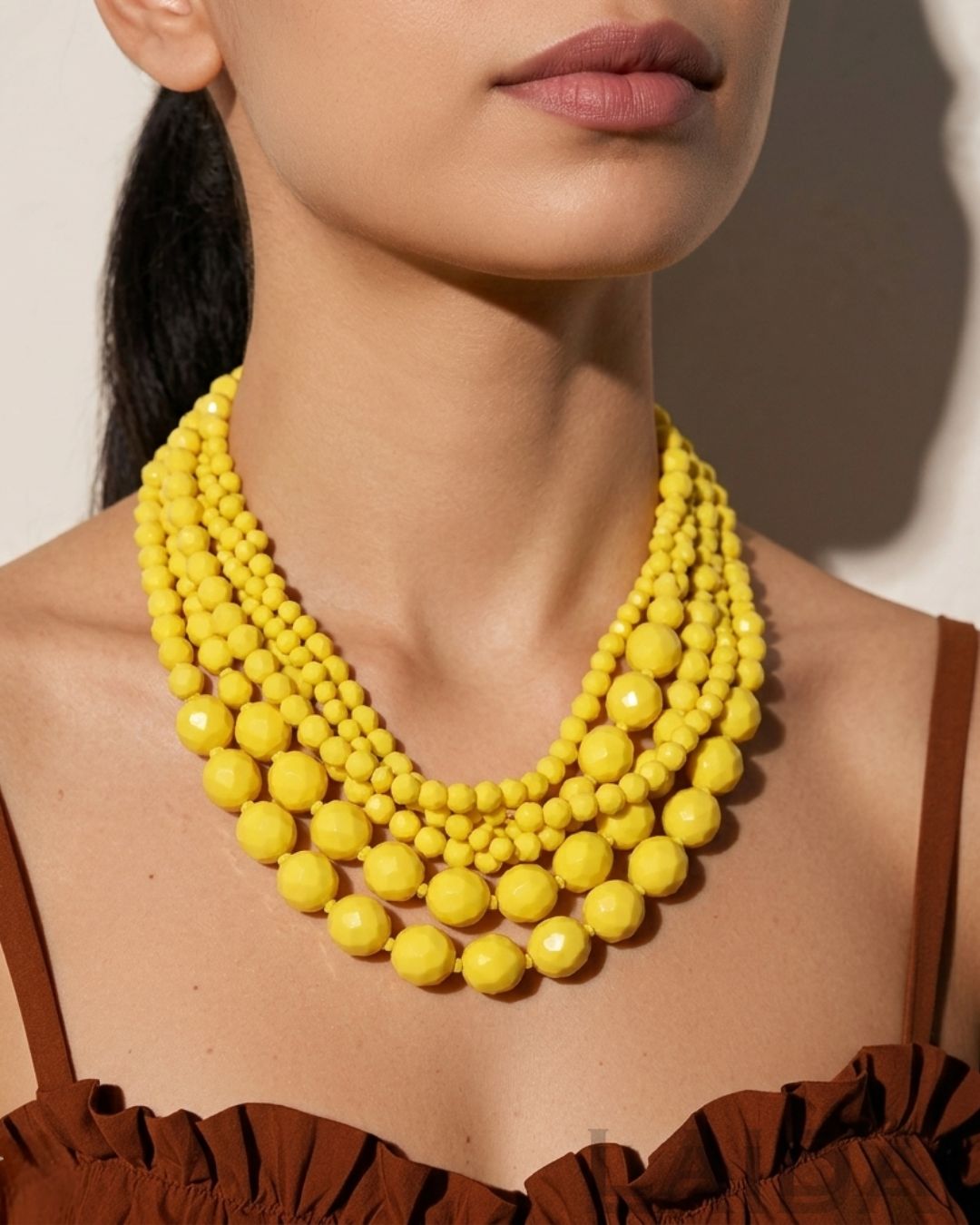 Yellow Multi-strand Beaded Necklace