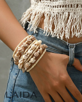 Spiral Shell Bead Bracelet