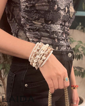 Spiral Shell Bead Bracelet