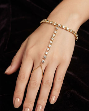 Minimalist Sparkling  Gold-Plated Handchain Bracelet
