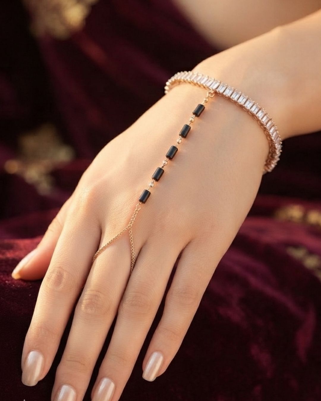 Minimalist Rose Gold-Plated Handchain Bracelet