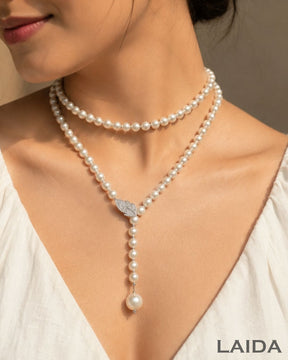 Multi Layer Leaf Pearl Statement Necklace