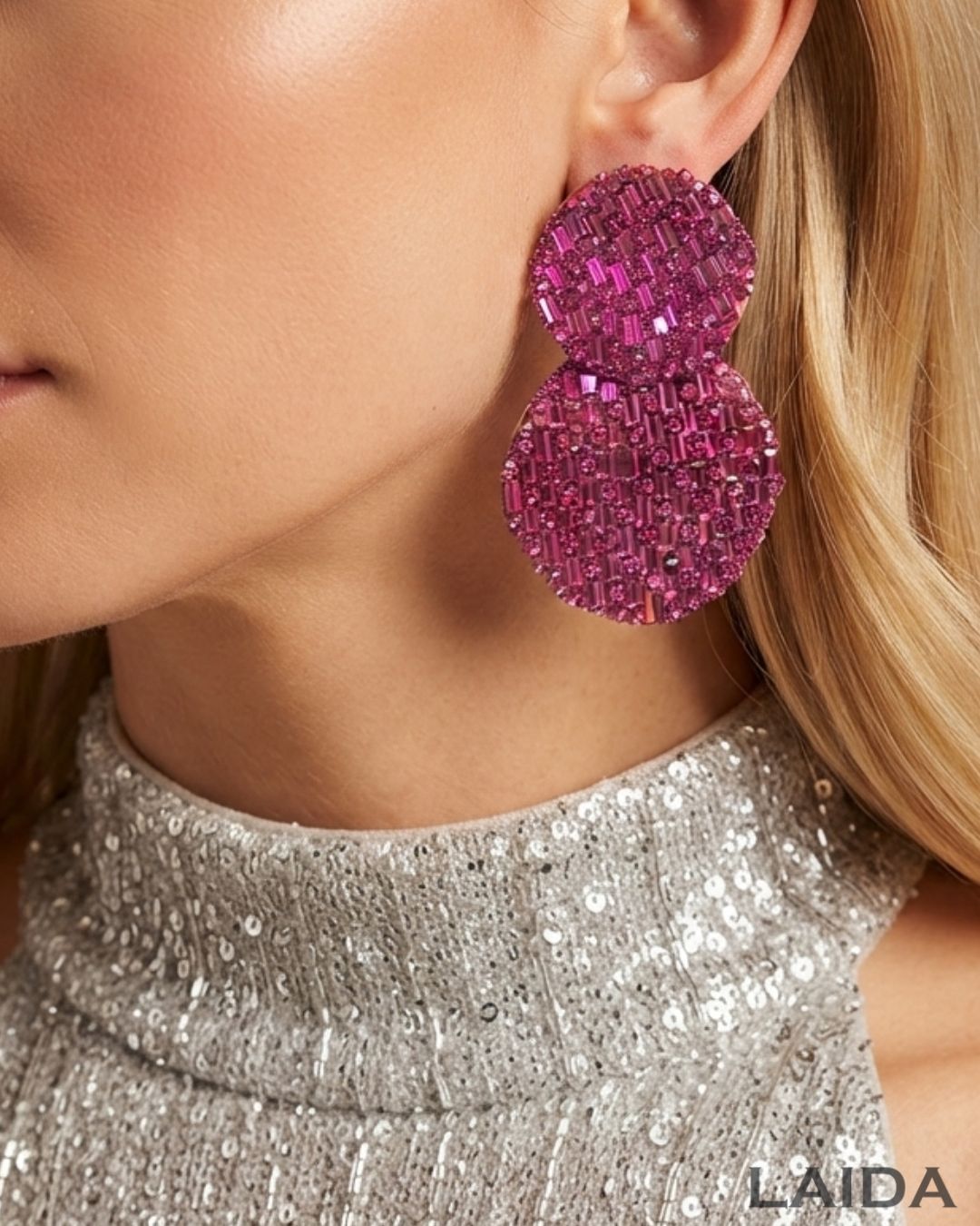 Bling Blogger Fuschia Pink Layered Earrings