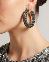 Bling Blogger Rhodium Hoop Earrings
