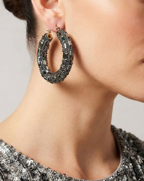 Bling Blogger Rhodium Hoop Earrings