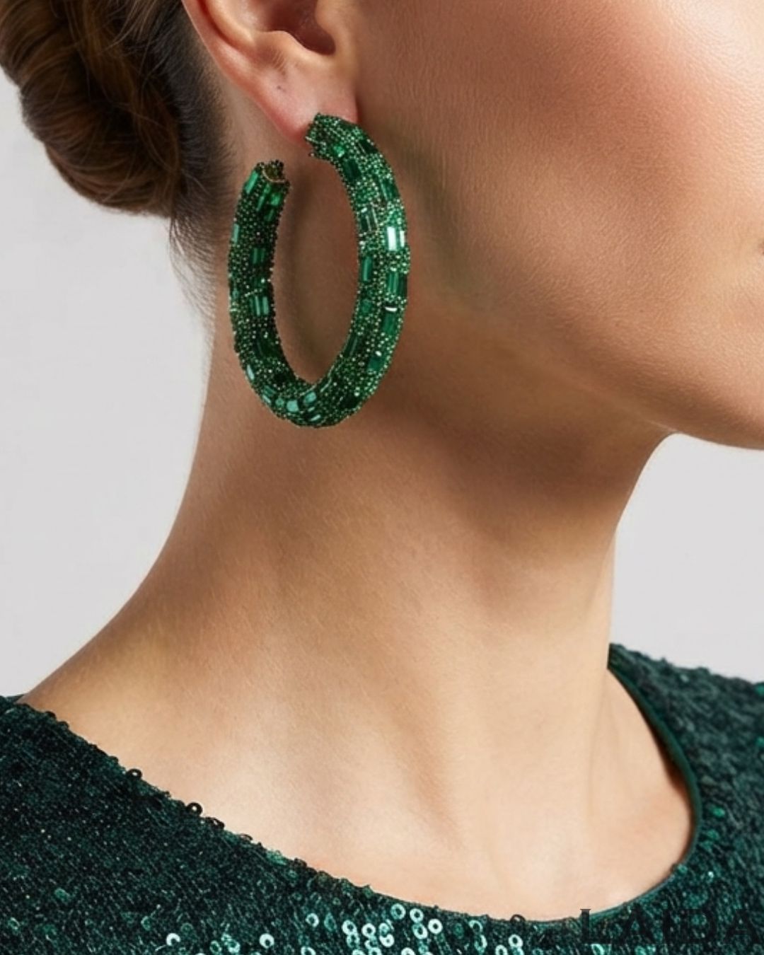 Bling Blogger Green Hoop Earrings Big