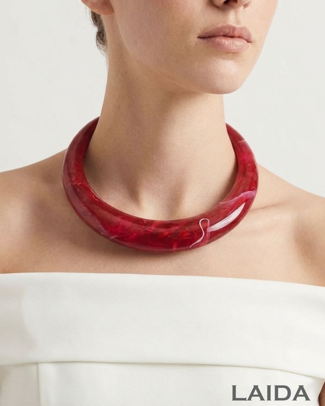 Red Resin Acrylic Collar Necklace