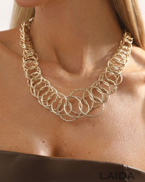 Minimalist Circular Rings Statement Necklace