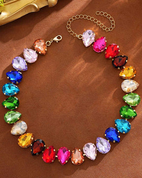 Vintage Multicolor Teardrop Necklace With Earrings