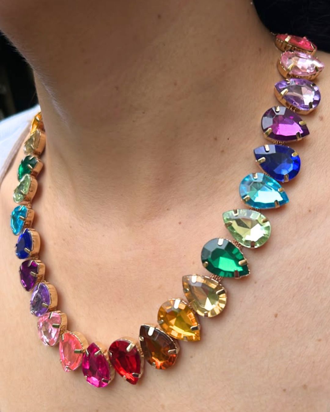 Vintage Multicolor Teardrop Necklace With Earrings