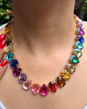 Vintage Multicolor Teardrop Necklace With Earrings