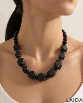 Black Wooden Statement Necklace