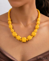 Yellow Wooden Statement Necklace