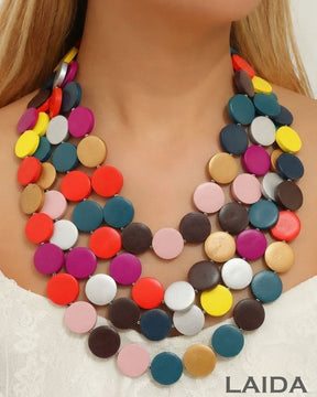 Multi- Layered Wooden Charm Necklace