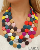Multi- Layered Wooden Charm Necklace