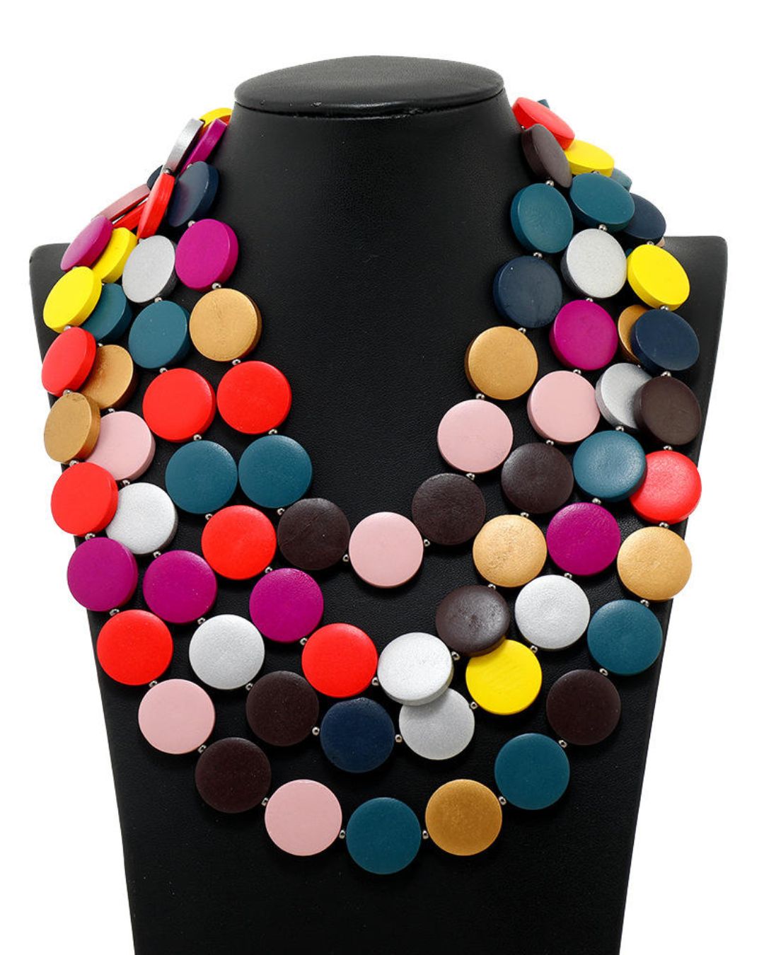 Multi- Layered Wooden Charm Necklace
