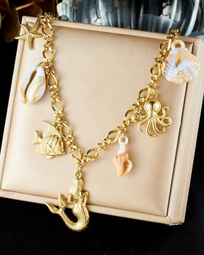 Mermaid Multi Charm Pendant Necklace