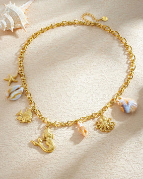 Mermaid Multi Charm Pendant Necklace