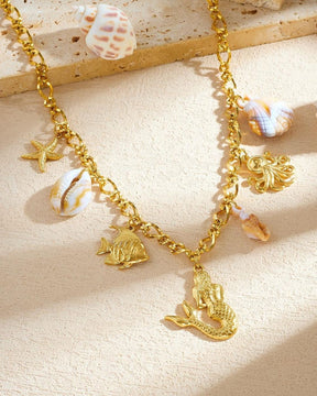 Mermaid Multi Charm Pendant Necklace