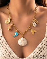 Ocean Beach Dolphin Charm Pendant Necklace