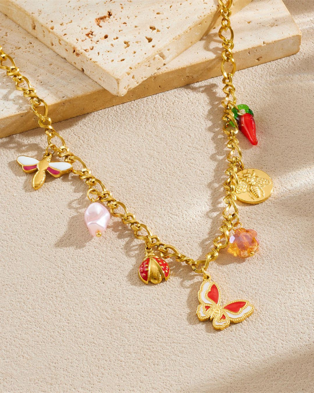 Butterfly Ladybug Charm Pendant Necklace