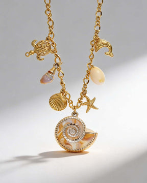 Ocean Conch Charm Pendant Necklace