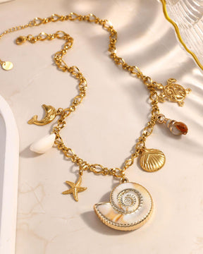 Ocean Conch Charm Pendant Necklace