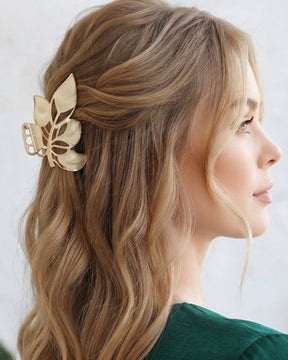White Leaf Pattern Claw Clips
