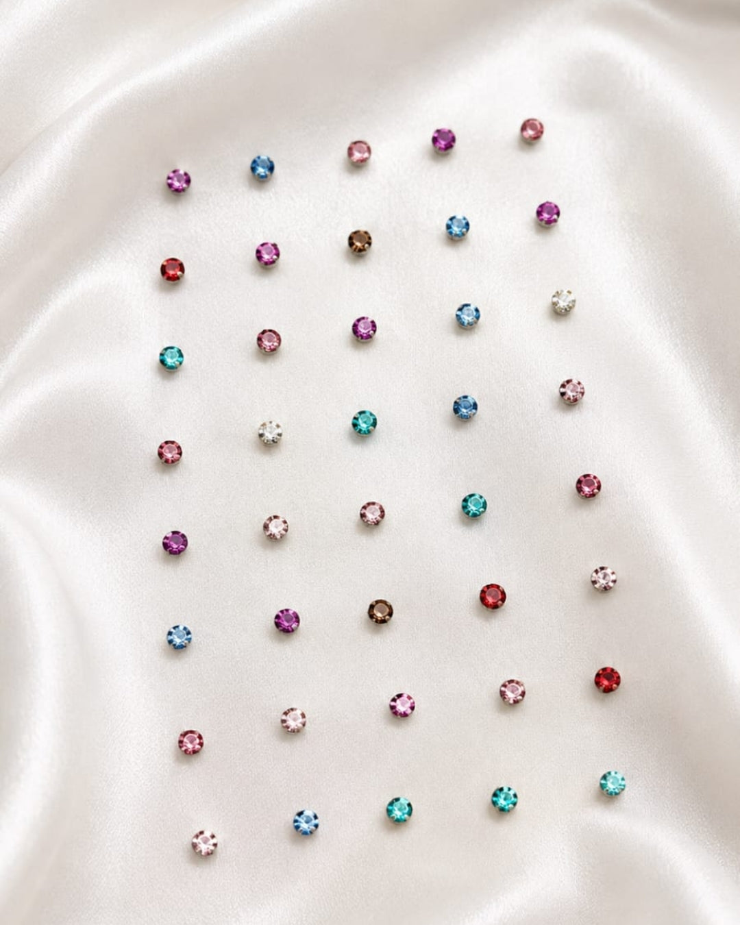 Multicolor Silver - plated AD Mini Stud Nosepin Pack Of 6