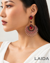 Red Acrylic Rhinestone Drop Earrings