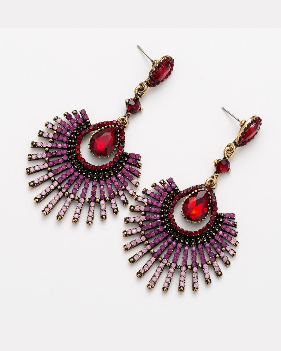 Red Acrylic Rhinestone Drop Earrings