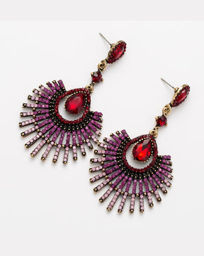 Red Acrylic Rhinestone Drop Earrings
