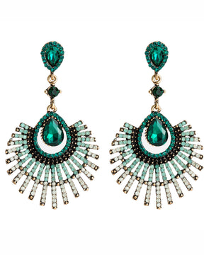 Green Acrylic Rhinestone Drop Earrings
