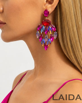 Pink Crystal Glass Drop Earrings