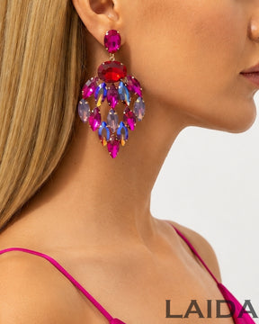 Pink Crystal Glass Drop Earrings