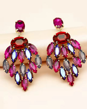 Pink Crystal Glass Drop Earrings