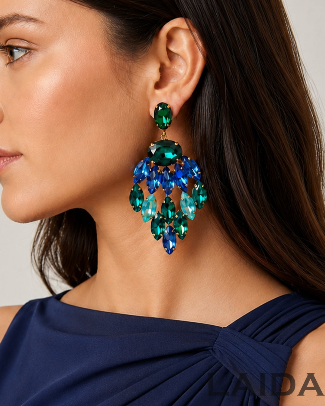 Green Crystal Glass Drop Earrings