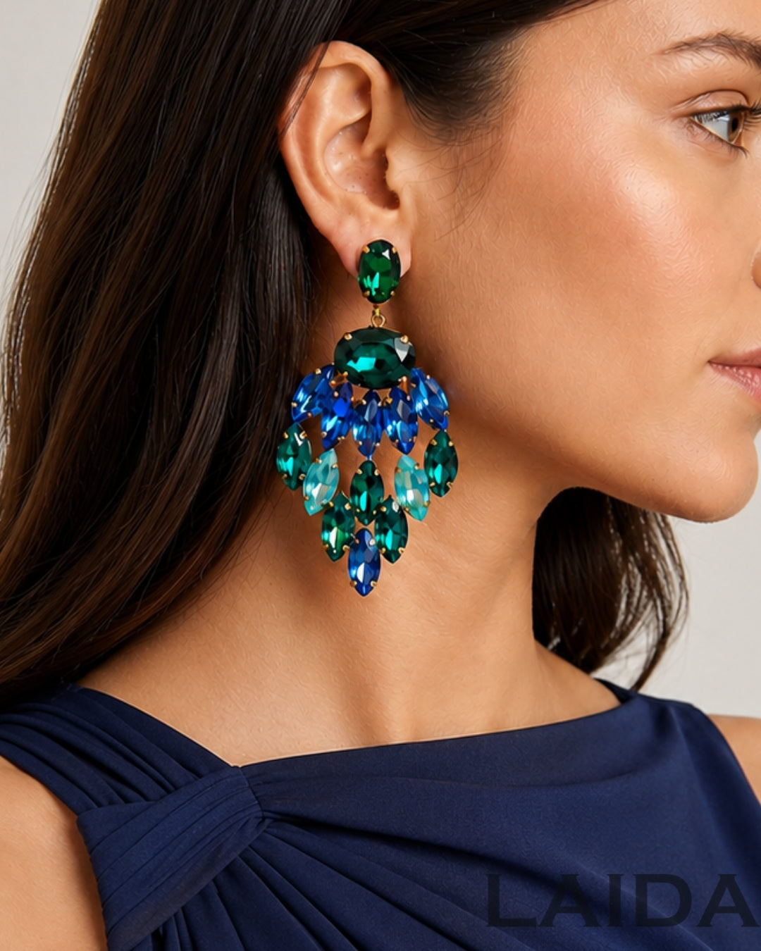 Green Crystal Glass Drop Earrings