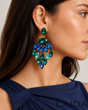 Green Crystal Glass Drop Earrings