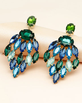 Green Crystal Glass Drop Earrings