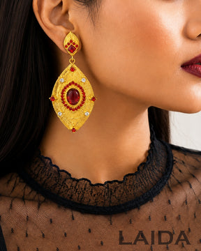Vintage Red Leaves Drop Earrings