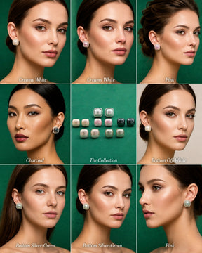 Silver-Plated AD Color Changeable Pearl Stud Earrings Pack Of-6