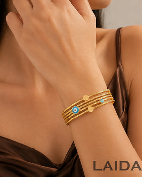 Golden Evil Eye Wide Bracelet