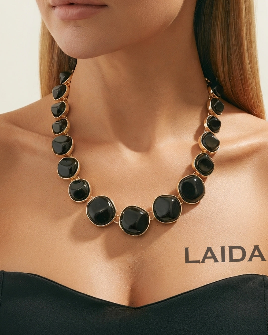 Boho Black Resin Statement Necklace