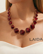 Boho Maroon Resin Statement Necklace