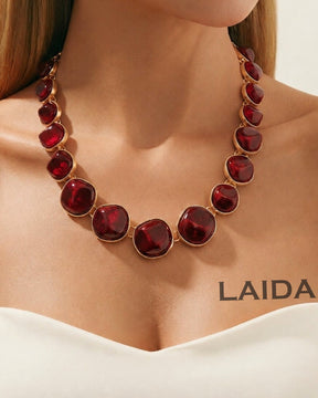 Boho Maroon Resin Statement Necklace